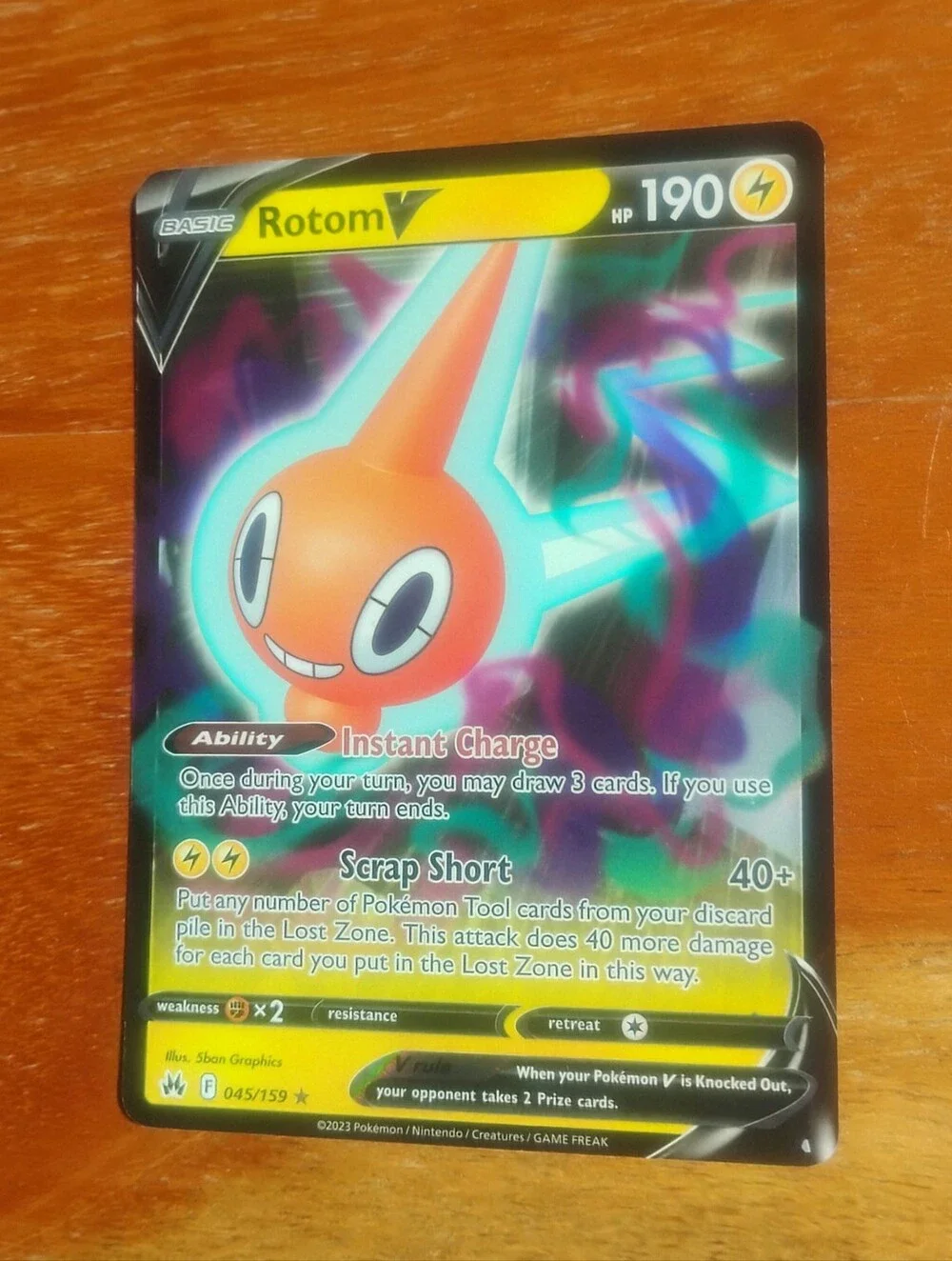 Mint 2023 Holo Ultra Rare Full Art Rotom V 045/159 Crown Zenith Pokemon Card